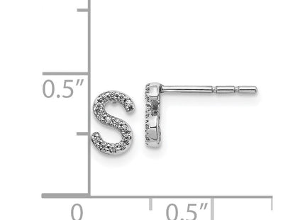 14k White Gold Diamond Initial S Earrings (Style EM4169S-008-WA)