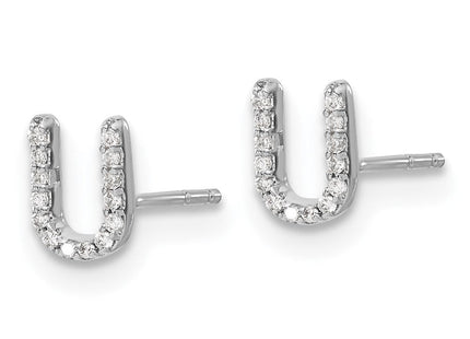 14k White Gold Diamond Initial U Earrings (Style EM4169U-008-WA)