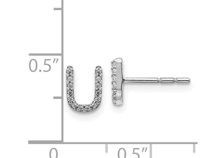 14k White Gold Diamond Initial U Earrings (Style EM4169U-008-WA)