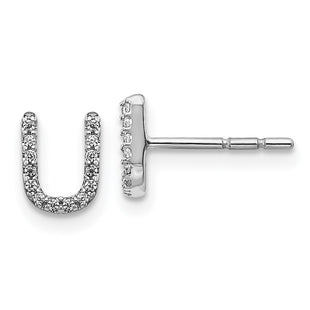 14k White Gold Diamond Initial U Earrings (Style EM4169U-008-WA)