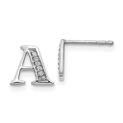 14K white gold diamond initial stud earrings