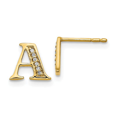 14K yellow gold diamond initial earrings