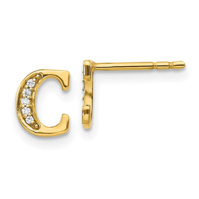 14K Yellow Gold Diamond Initial Earrings