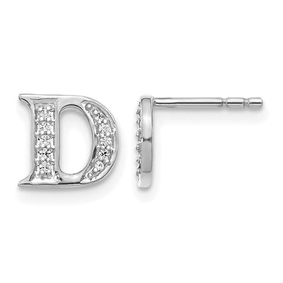 14K White Gold Diamond Initial Stud Earrings