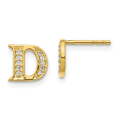 14K Yellow Gold Diamond Initial Earrings