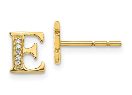 14k Yellow Gold Diamond Initial Earrings