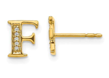 14k Yellow Gold Diamond Initial Earrings