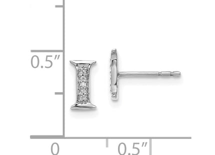 14k White Gold Diamond Initial I Earrings (Style EM4170I-003-WA)