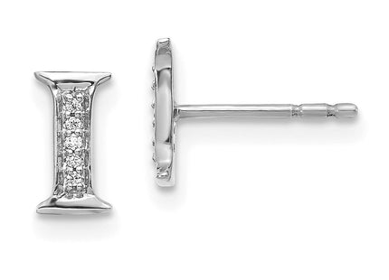 14k White Gold Diamond Initial I Earrings (Style EM4170I-003-WA)