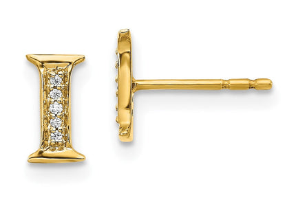 14k Yellow Gold Diamond Initial Earrings
