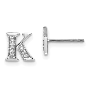 14k White Gold Diamond Initial K Earrings (Style EM4170K-005-WA)