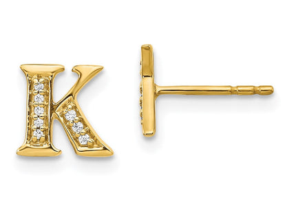 14k Yellow Gold Diamond Initial Earrings