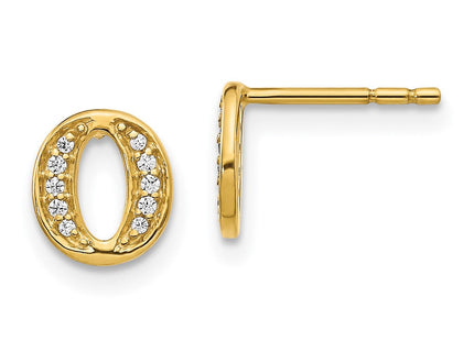 14k Yellow Gold Diamond Initial Earrings
