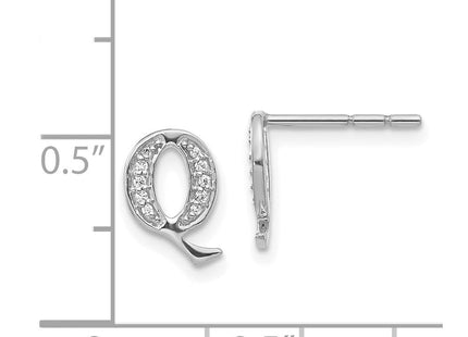 14k White Gold Diamond Initial Q Earrings (Style EM4170Q-007-WA)