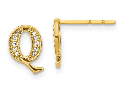 14k Yellow Gold Diamond Initial Earrings