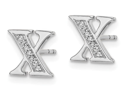 14k White Gold Diamond Initial X Earrings (Style EM4170X-005-WA)
