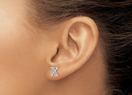 14k White Gold Diamond Initial X Earrings (Style EM4170X-005-WA)