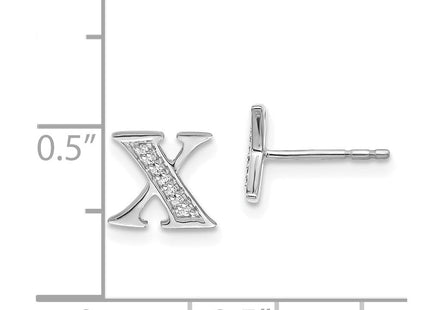 14k White Gold Diamond Initial X Earrings (Style EM4170X-005-WA)