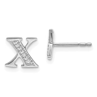 14k White Gold Diamond Initial X Earrings (Style EM4170X-005-WA)