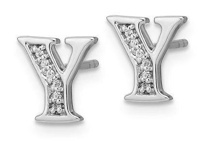 14k White Gold Diamond Initial Y Earrings (Style EM4170Y-004-WA)