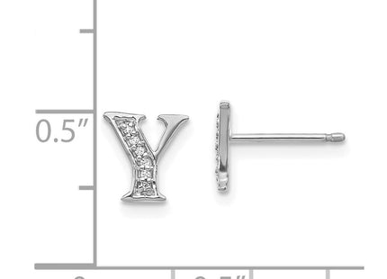 14k White Gold Diamond Initial Y Earrings (Style EM4170Y-004-WA)