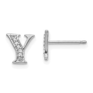 14k White Gold Diamond Initial Y Earrings (Style EM4170Y-004-WA)