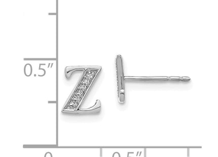 14k White Gold Diamond Initial Z Earrings (Style EM4170Z-004-WA)