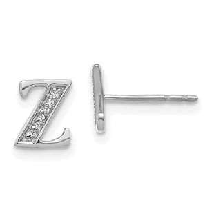 14k White Gold Diamond Initial Z Earrings (Style EM4170Z-004-WA)