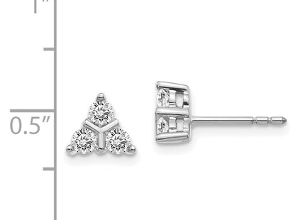 14k White Gold 3-stone Diamond Triangle Earrings (Style EM4171-050-WA)