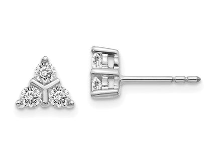 14k White Gold 3-stone Diamond Triangle Earrings (Style EM4171-050-WA)