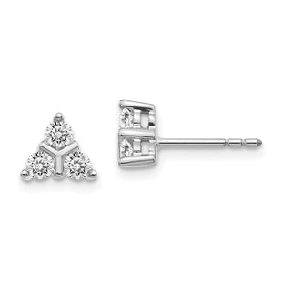 14k White Gold 3-stone Diamond Triangle Earrings (Style EM4171-050-WA)