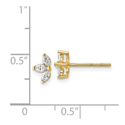 14K 3-stone Marquise Diamond Earrings