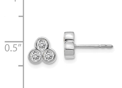 14k White Gold 3-stone Diamond Earrings (Style EM4179-050-WA)