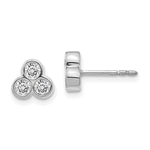 14k White Gold 3-stone Diamond Earrings (Style EM4179-050-WA)