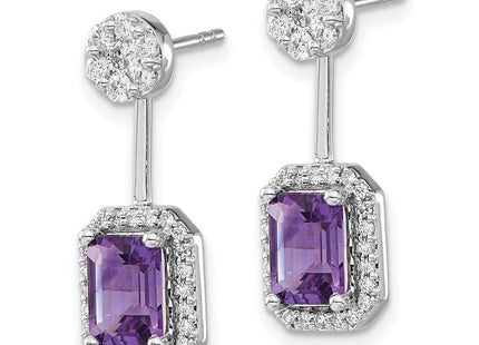 14k White Gold Diamond/Amethyst Front/Back Earrings (Style EM4195-AM-062-WA)