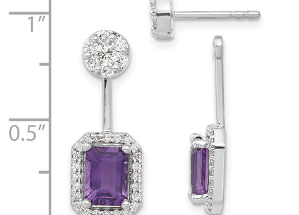 14k White Gold Diamond/Amethyst Front/Back Earrings (Style EM4195-AM-062-WA)