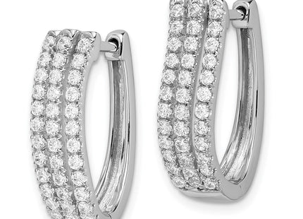 14k White Gold 3-row Diamond Hinged Hoop Earrings (Style EM4215-100-WA)