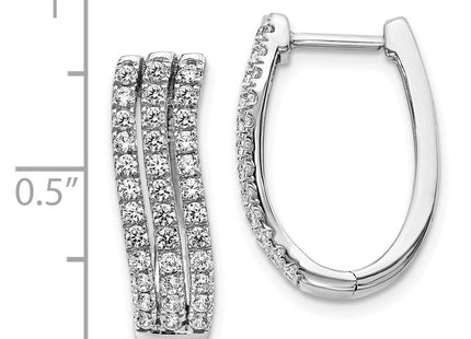 14k White Gold 3-row Diamond Hinged Hoop Earrings (Style EM4215-100-WA)