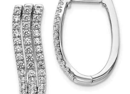 14k White Gold 3-row Diamond Hinged Hoop Earrings (Style EM4215-100-WA)