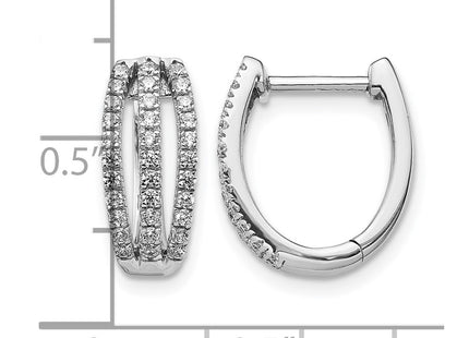 14K white gold diamond hoop earrings, alternate view