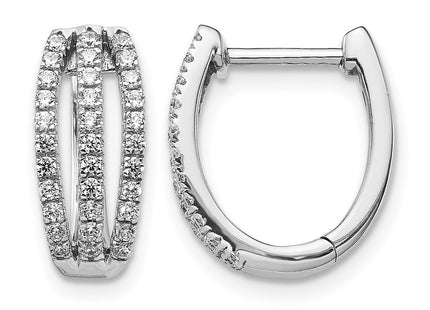 14K white gold diamond hoop earrings