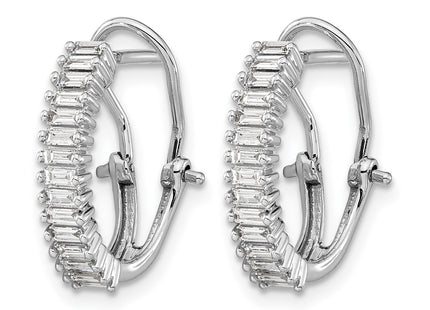 14K white gold diamond hoop earrings, alternate view
