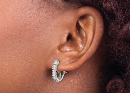 14K white gold diamond hoop earrings, another view