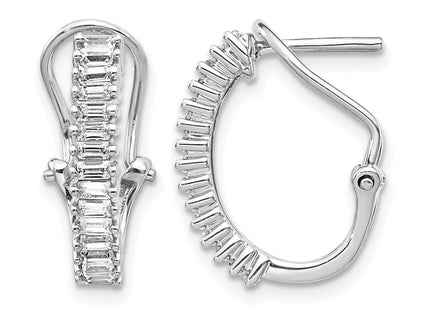 14K white gold diamond hoop earrings