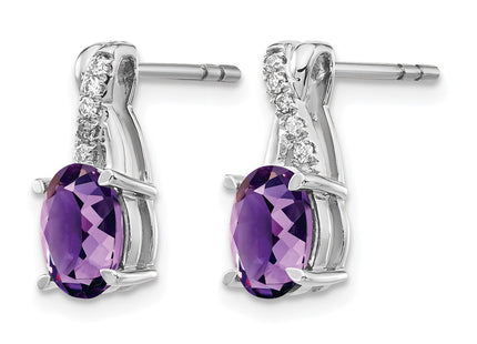 14K white gold diamond earrings, alternate view