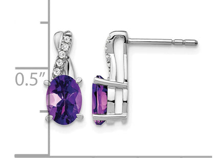 14K white gold diamond earrings, further view