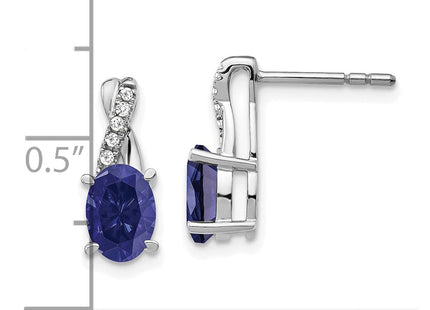 14k White Gold Sapphire and Diamond Earrings (Style EM4235-SA-006-WA)