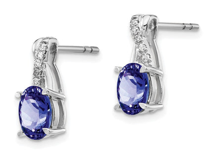 14k White Gold Tanzanite and Diamond Earrings (Style EM4235-TZ-006-WA)
