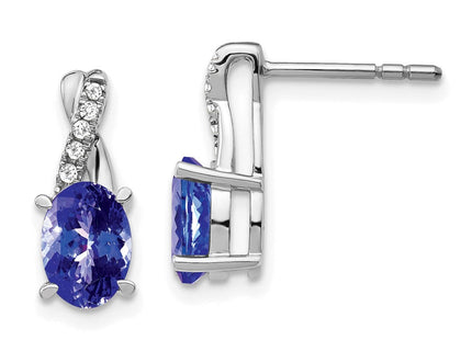 14k White Gold Tanzanite and Diamond Earrings (Style EM4235-TZ-006-WA)