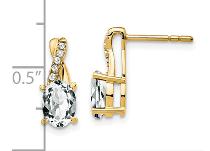 14K White Topaz and Diamond Earrings (Style EM4235-WT-006-YA)
